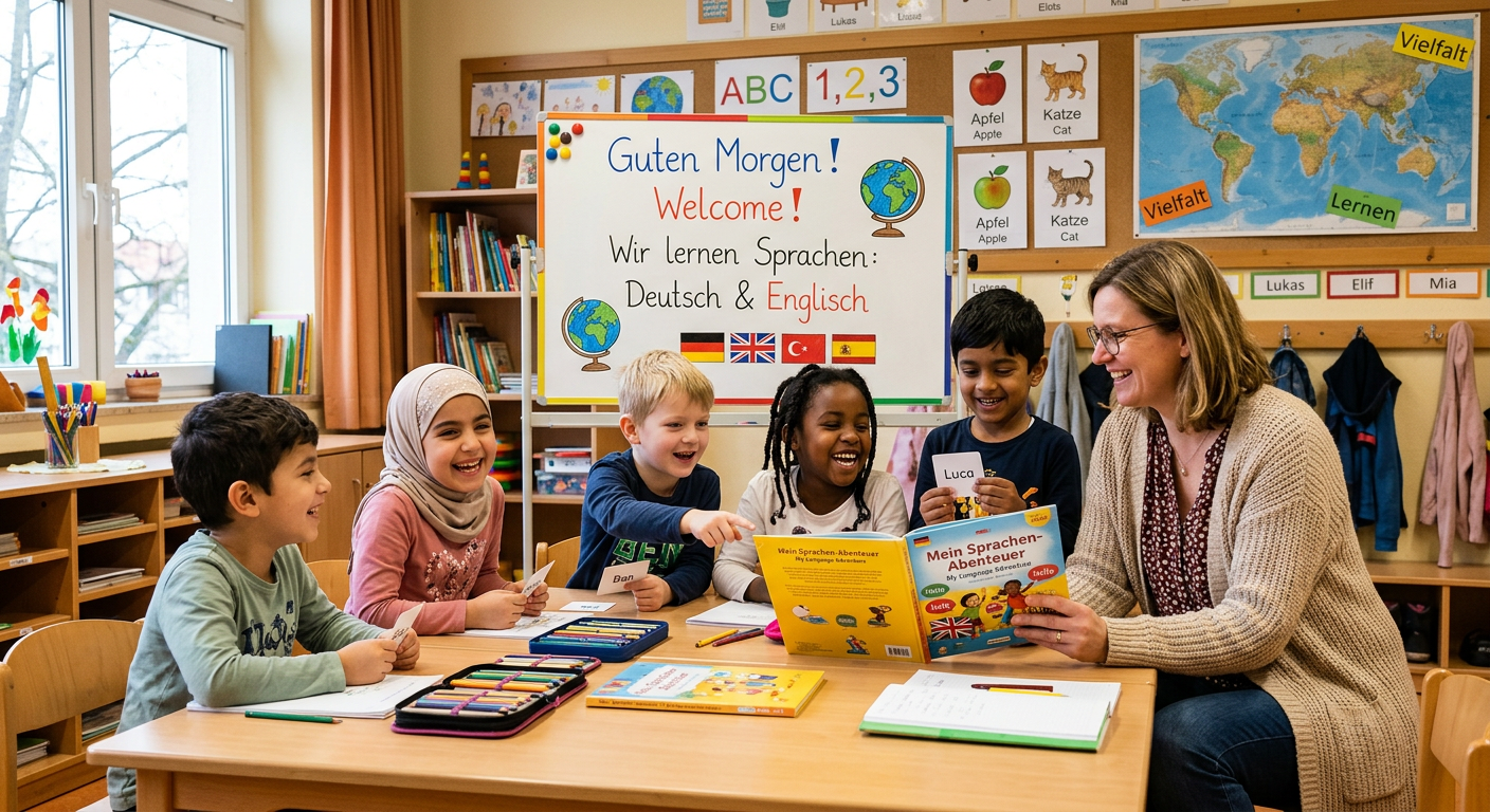 Zweisprachige Kinder beim Deutschlernen in der Schule