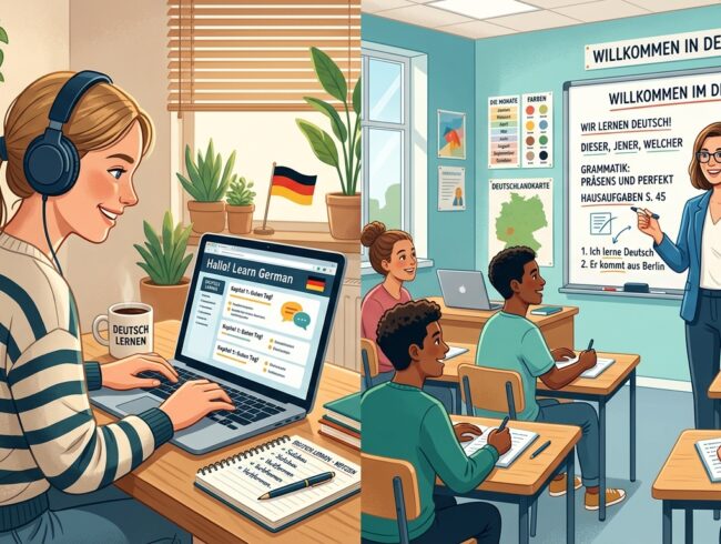 Online Deutschkurs vs. Präsenzkurs — Vergleich der Lernformate 2026